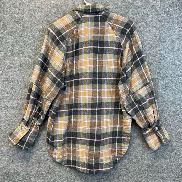ZARA Women’s Shacket Plaid Flannel Button Down Shirt Jacket S Brown Pink Yellow - Picture 9 of 11